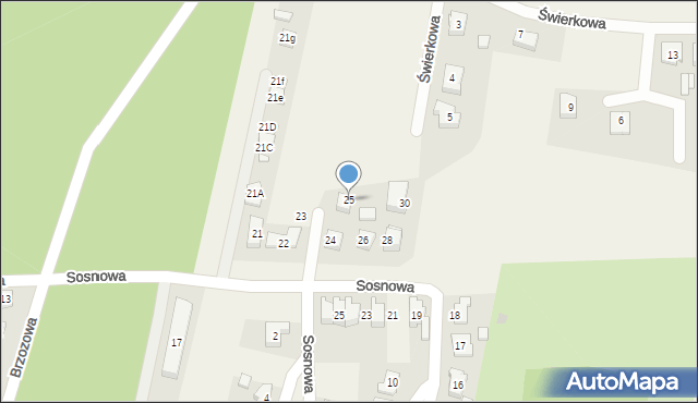 Karpicko, Brzozowa, 25, mapa Karpicko