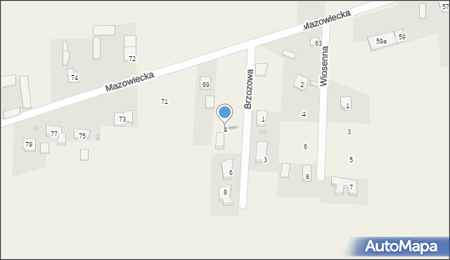 Karpin, Brzozowa, 4, mapa Karpin