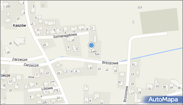 Kaszów, Brzozowa, 1, mapa Kaszów