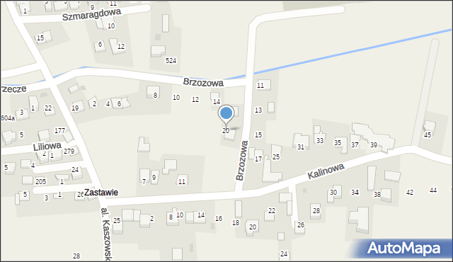 Kaszów, Brzozowa, 20, mapa Kaszów