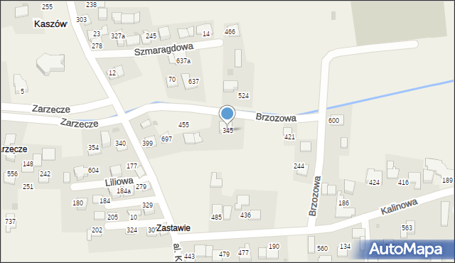 Kaszów, Brzozowa, 8, mapa Kaszów