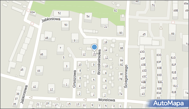 Katowice, Brzoskwiniowa, 11, mapa Katowic