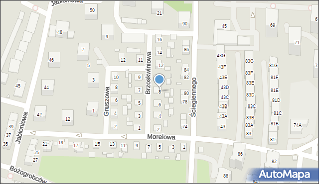 Katowice, Brzoskwiniowa, 8, mapa Katowic