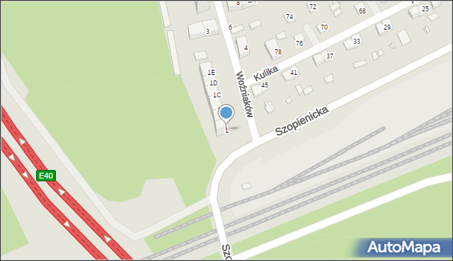 Katowice, Braci Woźniaków, 1, mapa Katowic