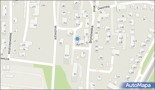 Katowice, Brynowska, 55A, mapa Katowic