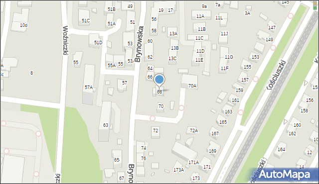 Katowice, Brynowska, 68, mapa Katowic