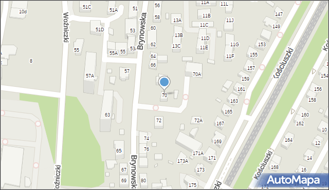 Katowice, Brynowska, 70, mapa Katowic