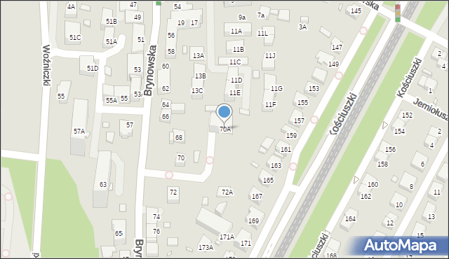 Katowice, Brynowska, 70A, mapa Katowic