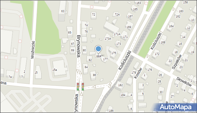 Katowice, Brynowska, 84A, mapa Katowic