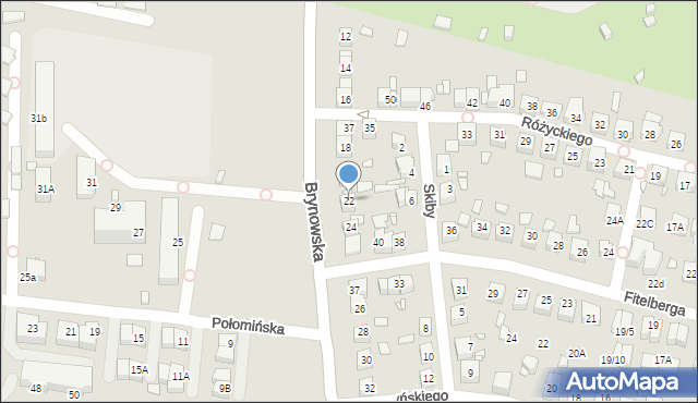 Katowice, Brynowska, 22, mapa Katowic