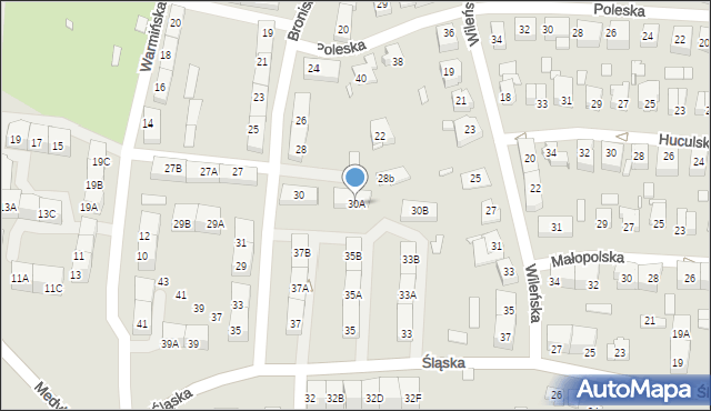 Katowice, Bronisławy, 30A, mapa Katowic