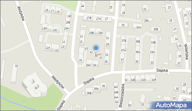 Katowice, Bronisławy, 39, mapa Katowic