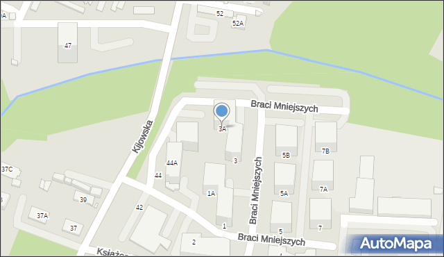 Katowice, Braci Mniejszych, 3A, mapa Katowic