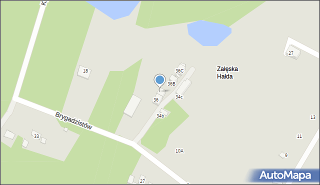 Katowice, Brygadzistów, 36A, mapa Katowic