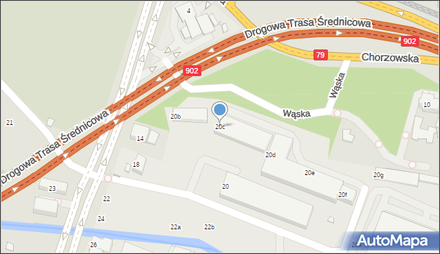 Katowice, Bracka, 20c, mapa Katowic