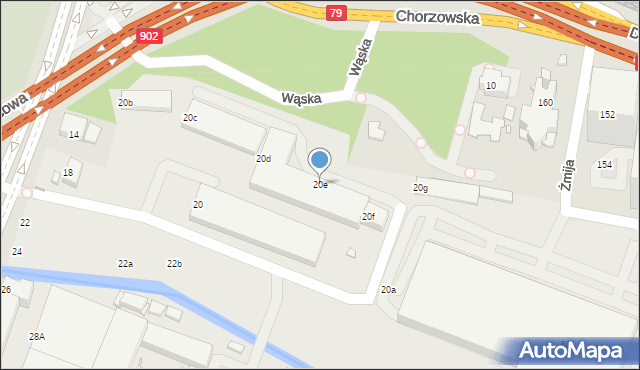 Katowice, Bracka, 20e, mapa Katowic