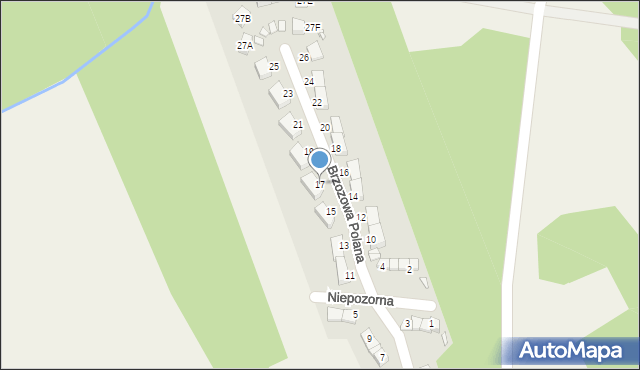 Kędzierówka, Brzozowa Polana, 17, mapa Kędzierówka