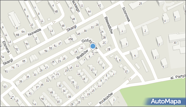 Kędzierzyn-Koźle, Bratków, 1, mapa Kędzierzyna-Koźle