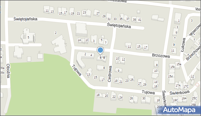 Kielce, Brzozowa, 6, mapa Kielc