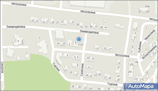 Kielce, Brzozowa, 7, mapa Kielc