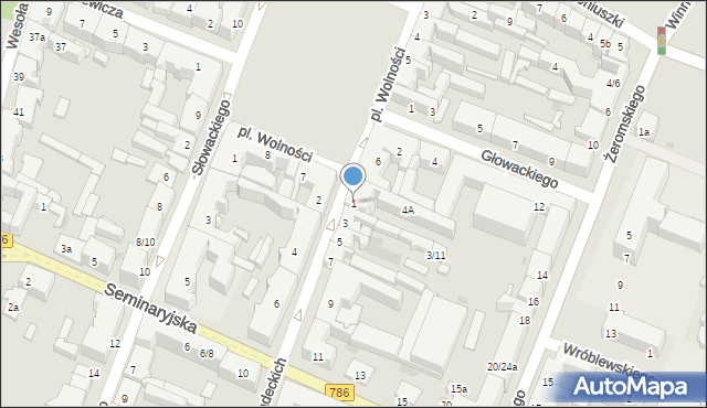 Kielce, Braci Śniadeckich Jana i Jędrzeja, 1, mapa Kielc