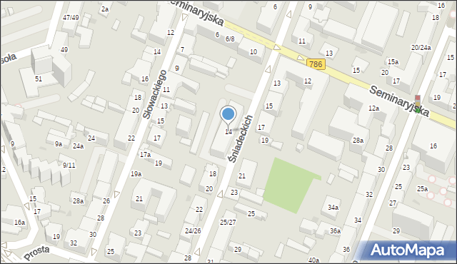 Kielce, Braci Śniadeckich Jana i Jędrzeja, 14, mapa Kielc