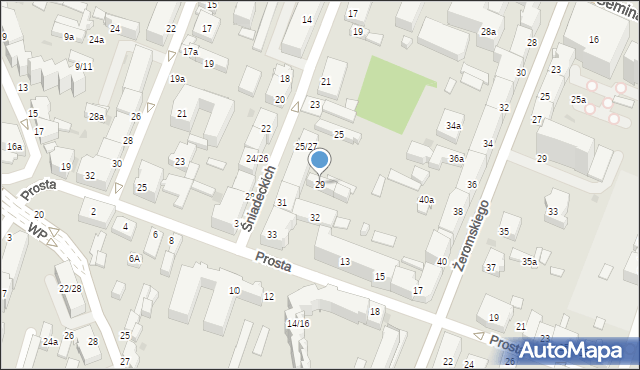 Kielce, Braci Śniadeckich Jana i Jędrzeja, 29, mapa Kielc