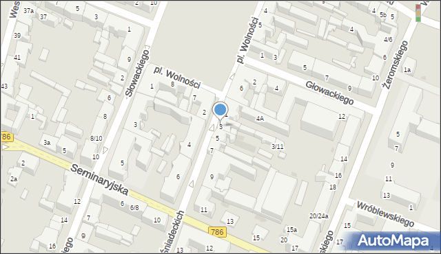 Kielce, Braci Śniadeckich Jana i Jędrzeja, 3, mapa Kielc