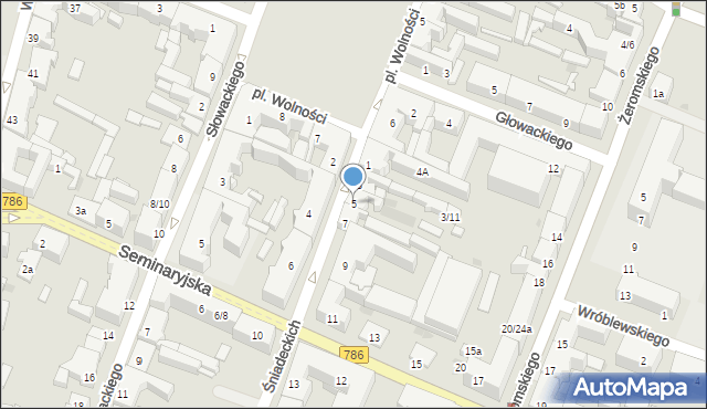 Kielce, Braci Śniadeckich Jana i Jędrzeja, 5, mapa Kielc