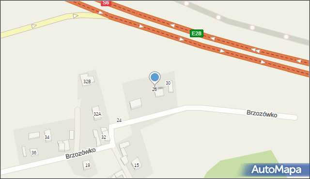 Kielno, Brzozówko, 26, mapa Kielno