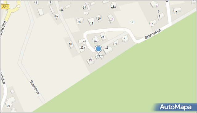 Kiełpino, Brzozowa, 13, mapa Kiełpino