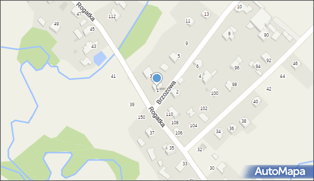 Klecza Dolna, Brzozowa, 1, mapa Klecza Dolna