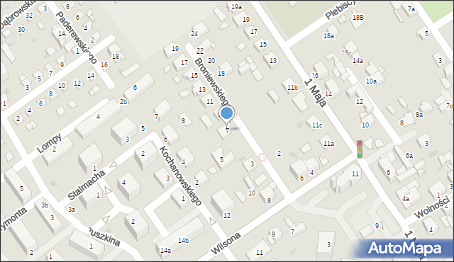 Knurów, Broniewskiego Władysława, 7, mapa Knurów