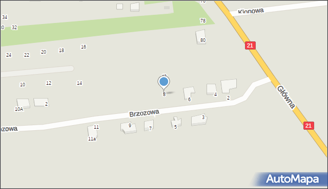 Kobylnica, Brzozowa, 8, mapa Kobylnica