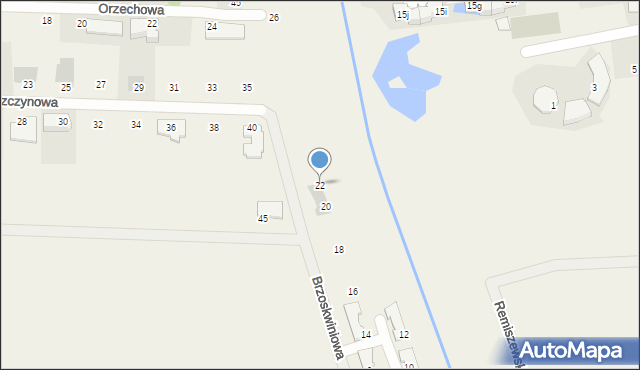 Koczargi Stare, Brzoskwiniowa, 22, mapa Koczargi Stare