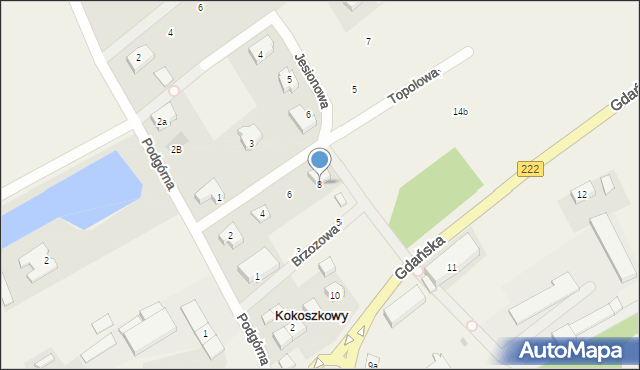 Kokoszkowy, Brzozowa, 8, mapa Kokoszkowy