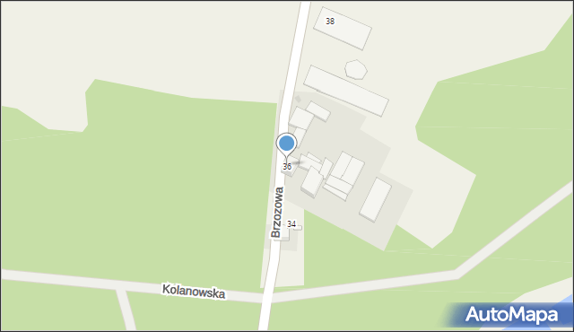 Kolanowice, Brzozowa, 36, mapa Kolanowice