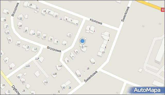 Kolno, Brzozowa, 3, mapa Kolno