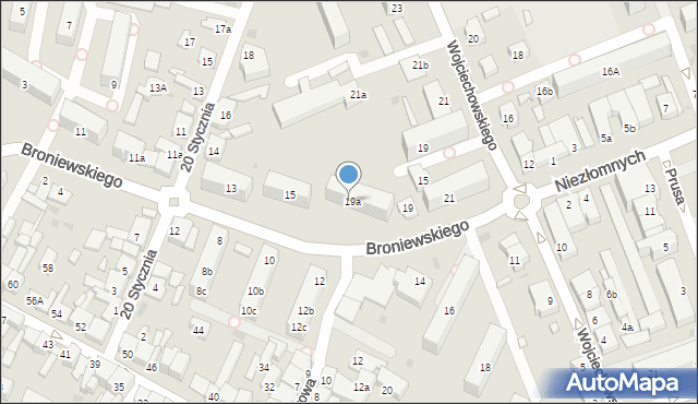 Koło, Broniewskiego Władysława, 17, mapa Koło