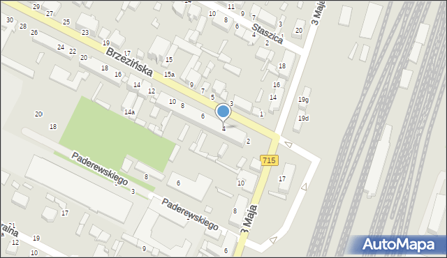 Koluszki, Brzezińska, 4, mapa Koluszki
