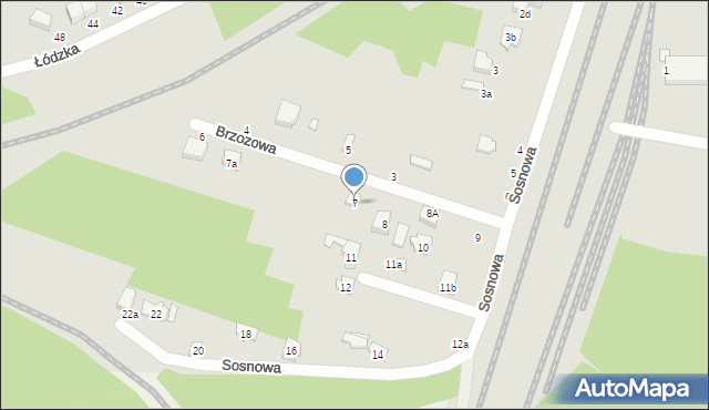 Koluszki, Brzozowa, 7, mapa Koluszki