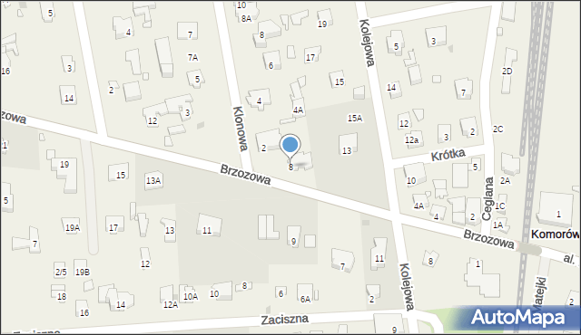 Komorów, Brzozowa, 8, mapa Komorów