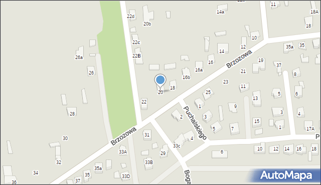 Konin, Brzozowa, 20, mapa Konina