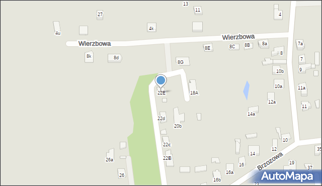 Konin, Brzozowa, 22E, mapa Konina