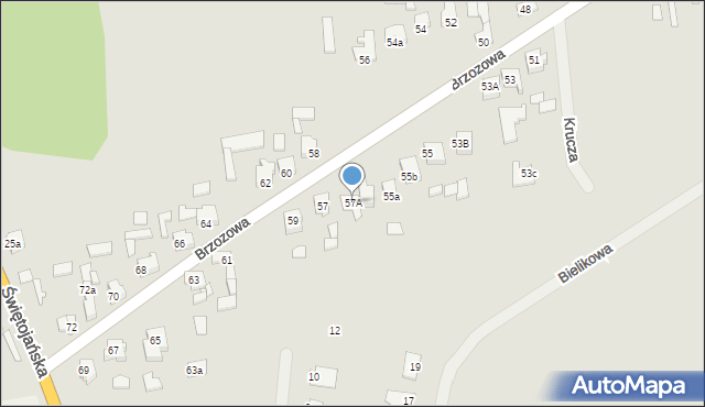 Konin, Brzozowa, 57A, mapa Konina