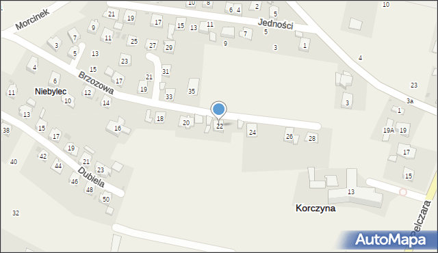 Korczyna, Brzozowa, 22, mapa Korczyna
