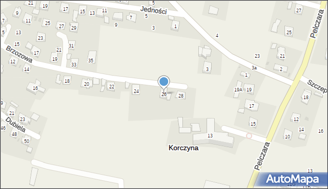 Korczyna, Brzozowa, 26, mapa Korczyna