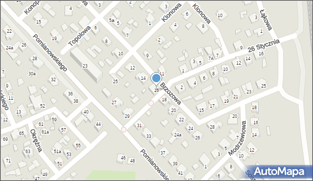 Koronowo, Brzozowa, 16, mapa Koronowo