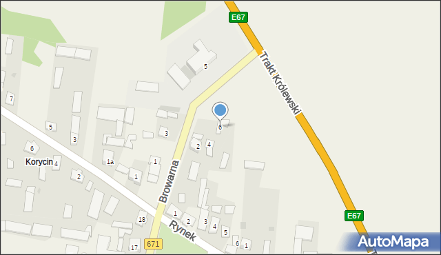 Korycin, Browarna, 6, mapa Korycin