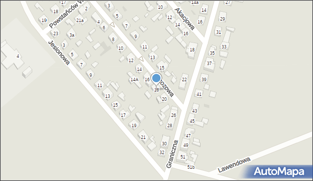 Kościan, Brzozowa, 18, mapa Kościan